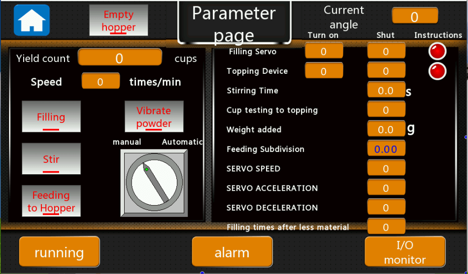 Figure 21 - Capsule filling Parameter Page of coffee capsule filling machine