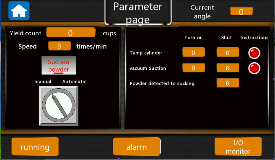 Figure 22 - Parameters page for suction powder of coffee capsule machines