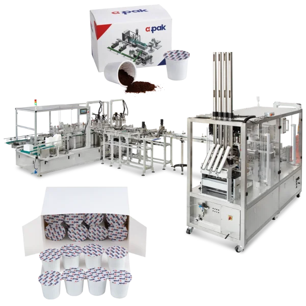 AFPAK HB410 K-cup filling, sealing and cartoning machine
