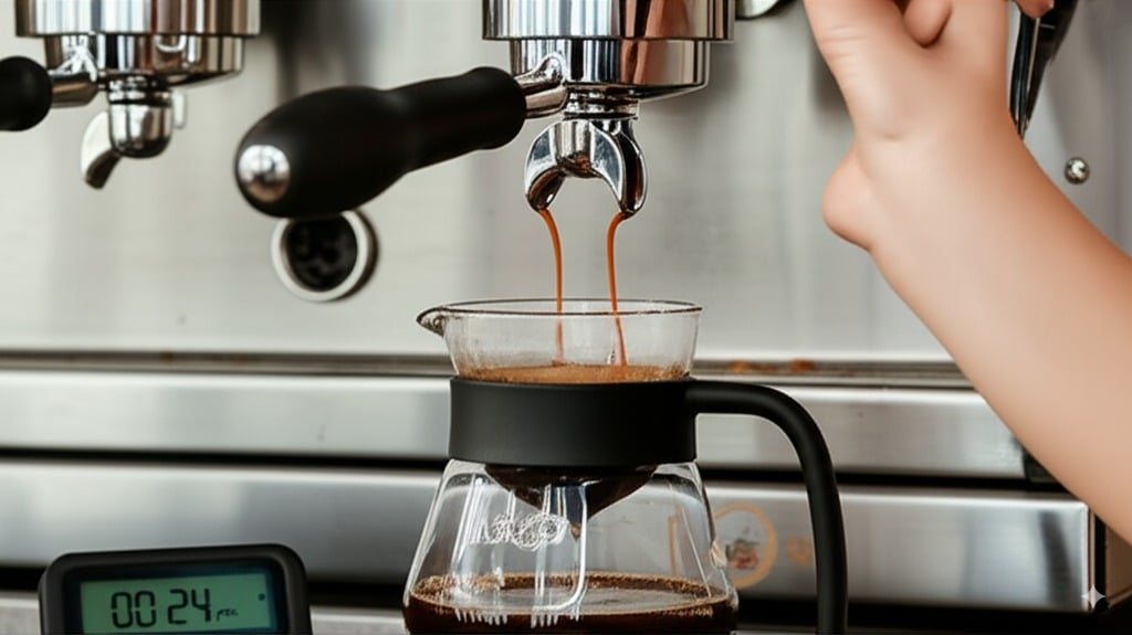 Proceso de extracción de café en la máquina cápsula