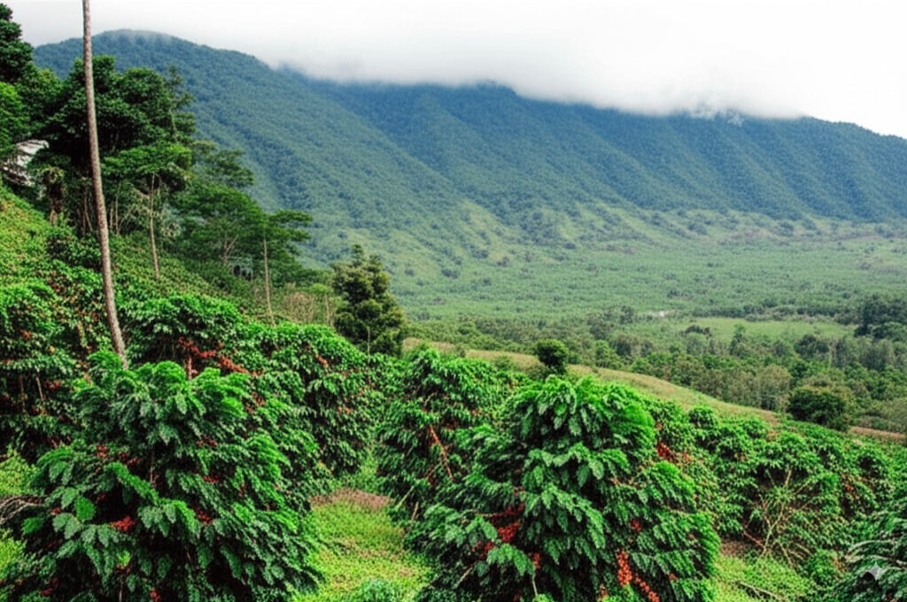 Plantación de café costarricense gran altitud