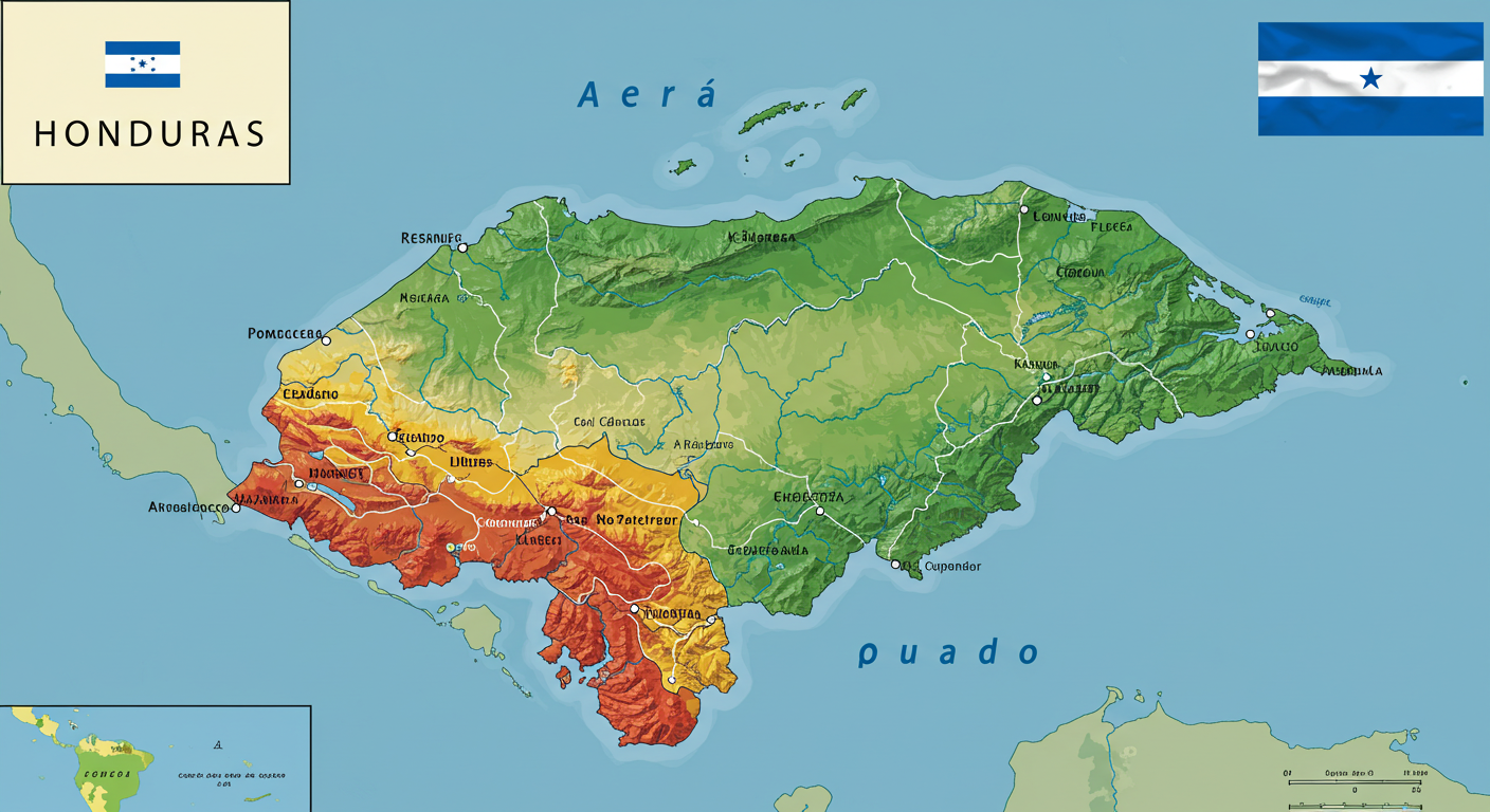Mapa de las regiones cafeteras de Honduras