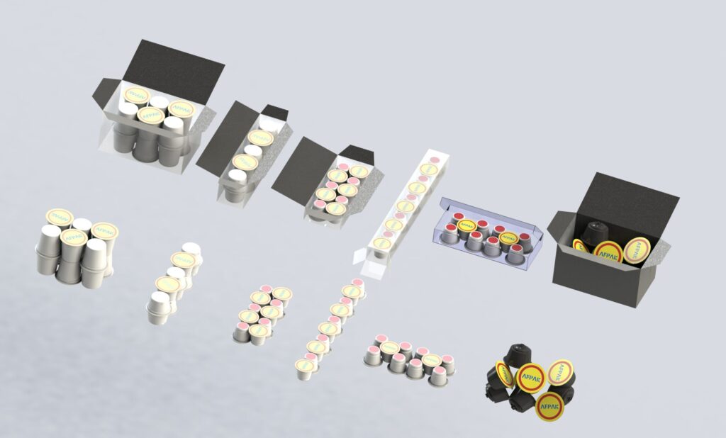box shape for AFPFK coffee capsule filling packaging machine line