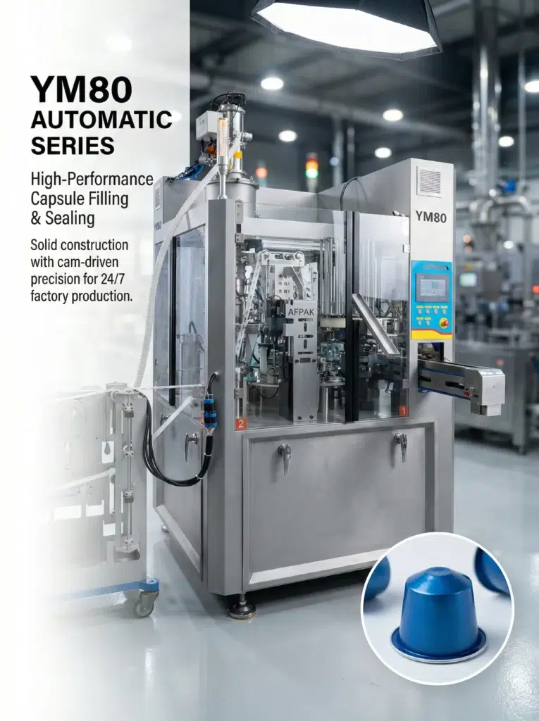 reliable working of YM80 coffee capsule filling machine