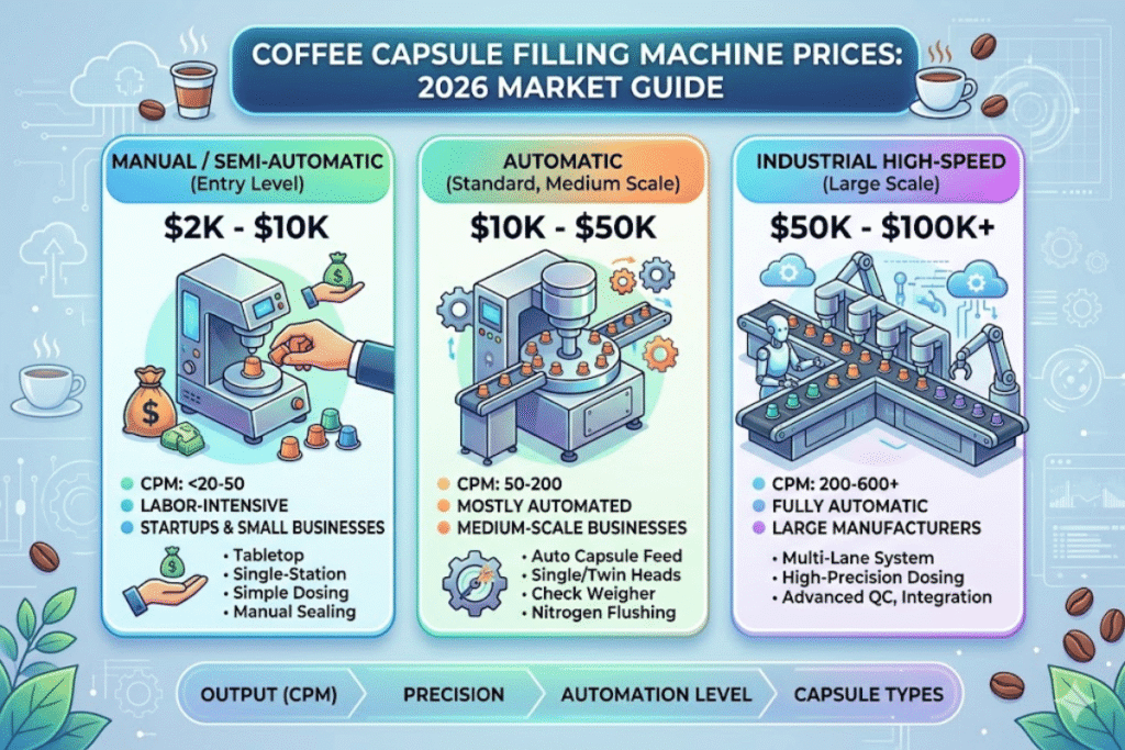 Coffee Capsule Filling Machine Price What to Expect in 2026 (From $2K to $100K+)