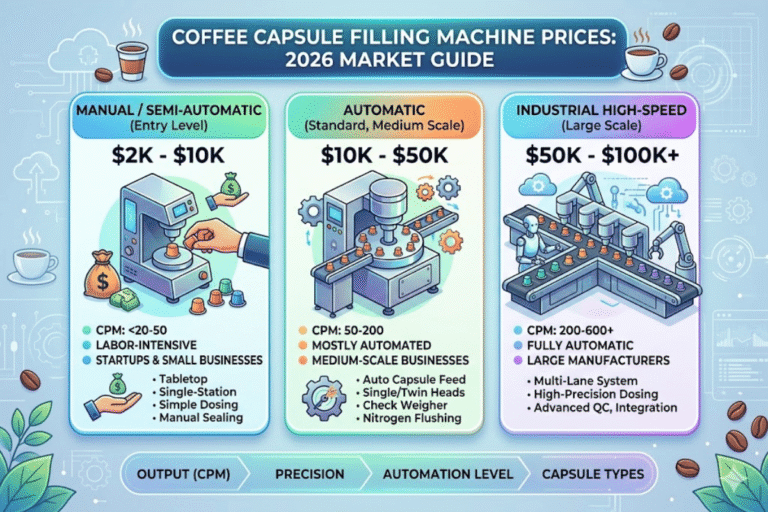 Precio de la máquina llenadora de cápsulas de café Qué esperar en 2026 (de $ 2 mil a $ 100 mil o más)