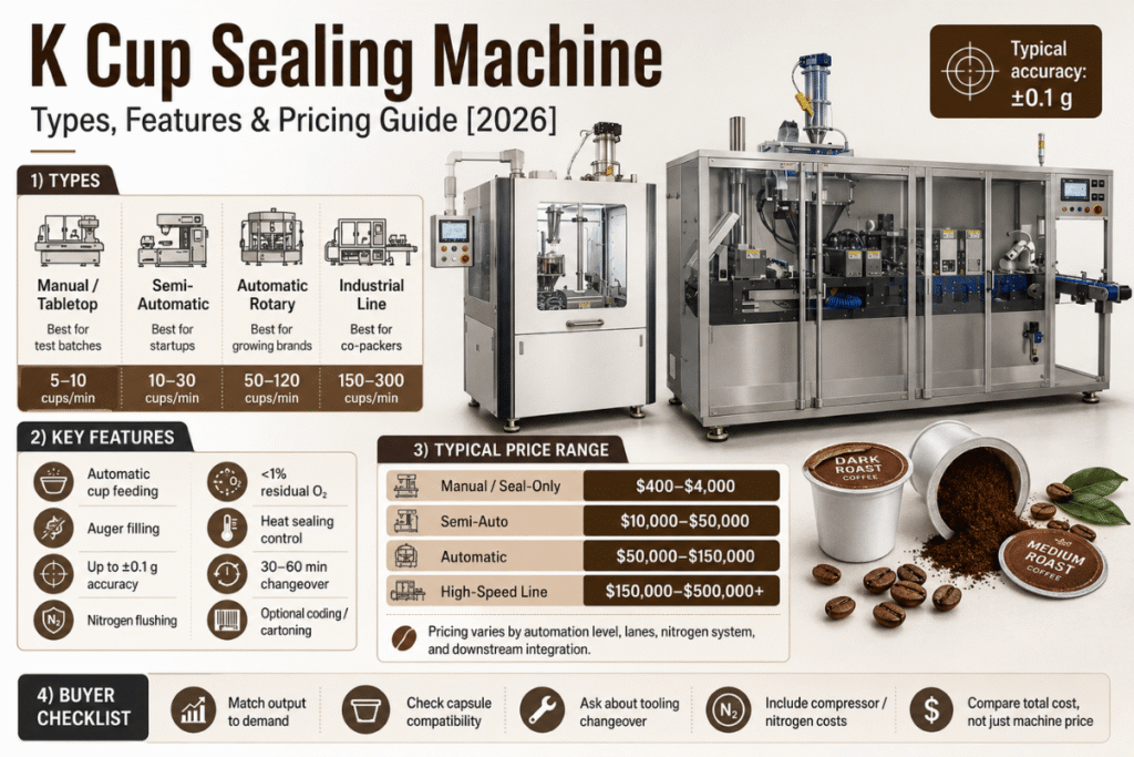K Cup Sealing Machine: Types, Features & Pricing Guide [2026]