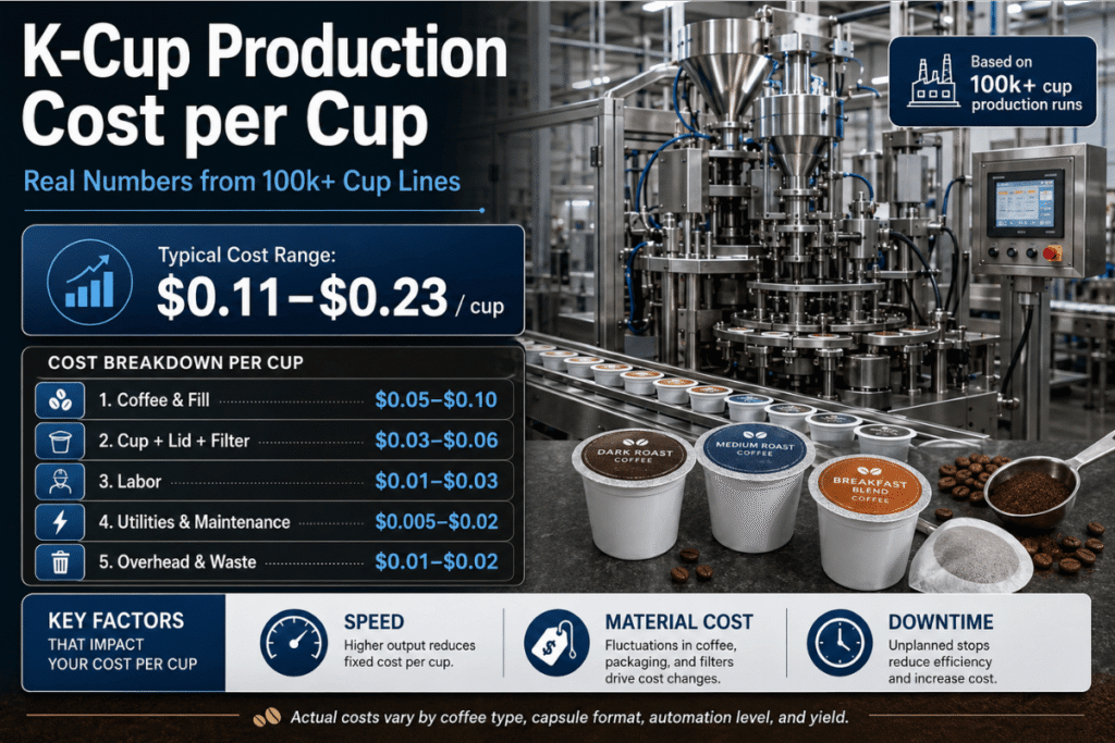K-Cup Production Cost per Cup: Real Numbers from 100k+ Cup Lines