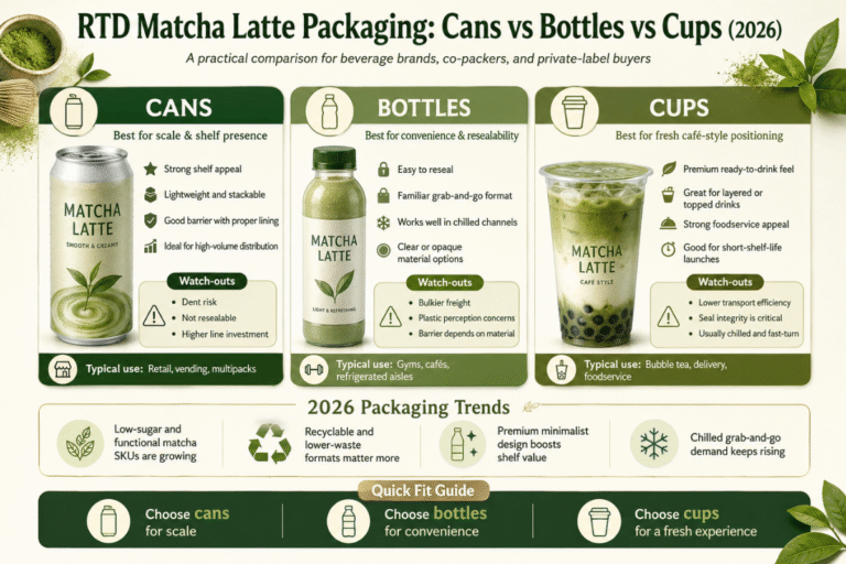 Kemasan RTD Matcha Latte: Kaleng vs Botol vs Cangkir (2026)