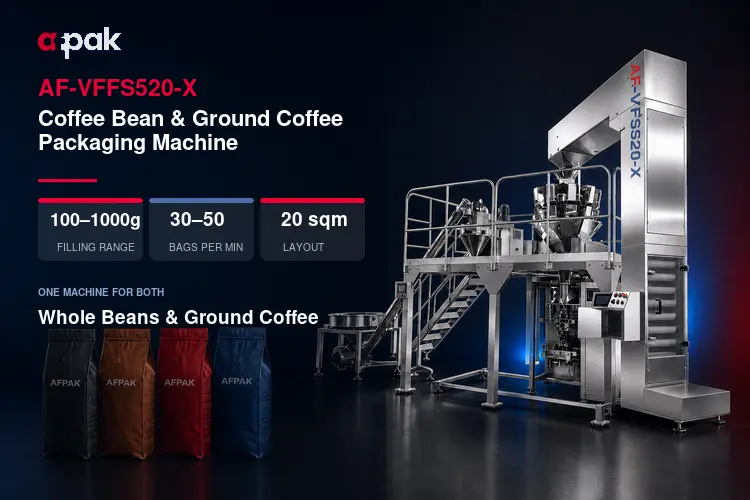 AF-VFFS520-X coffee bean and ground coffee packaging machine features