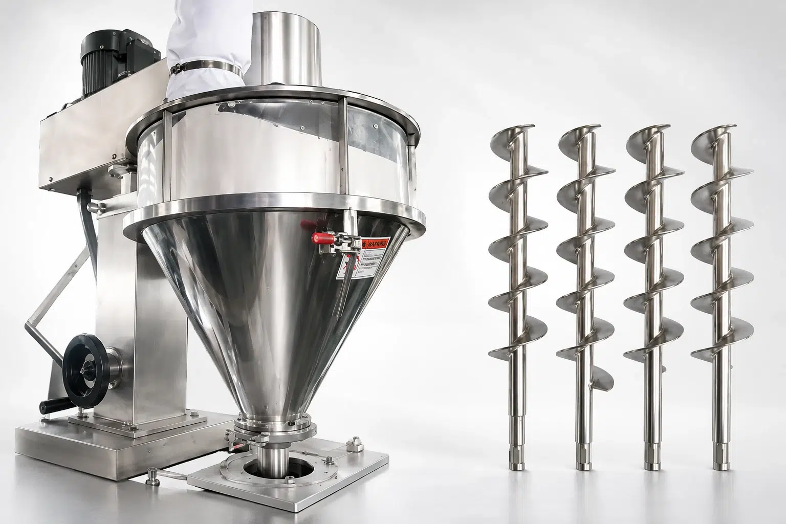 AF-VP500 screw elevator, 80L hopper and auger filling system