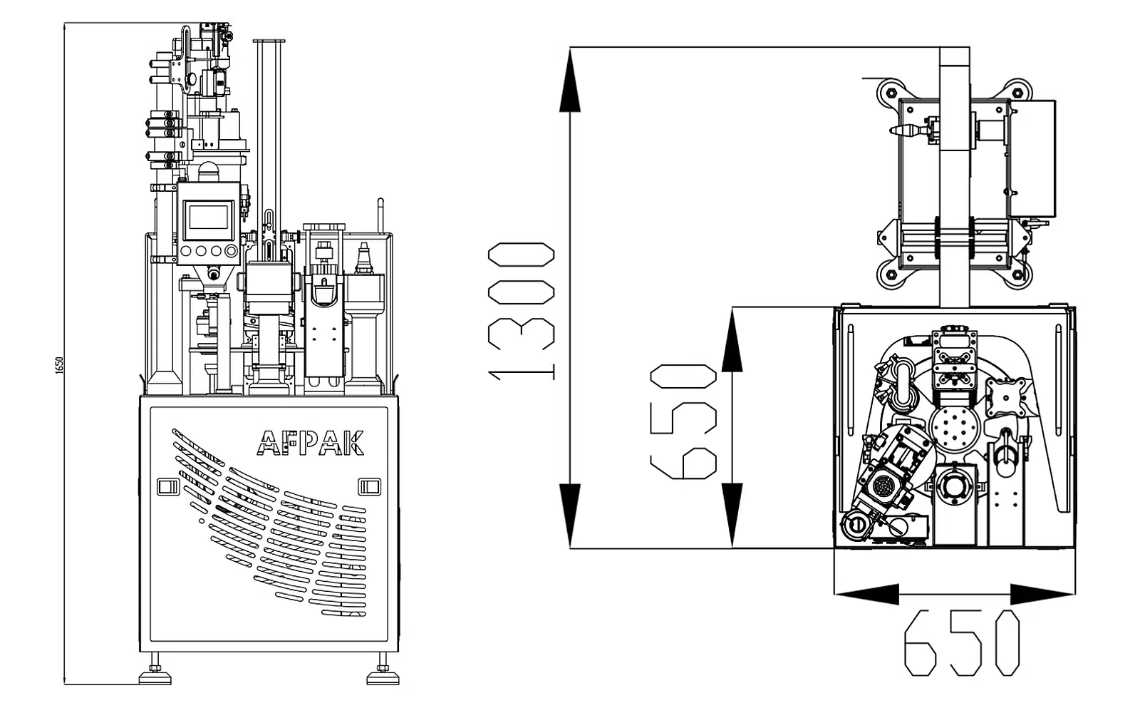 AFPAK YM40 dimensiuni 650 pe 650 pe 1650 milimetri