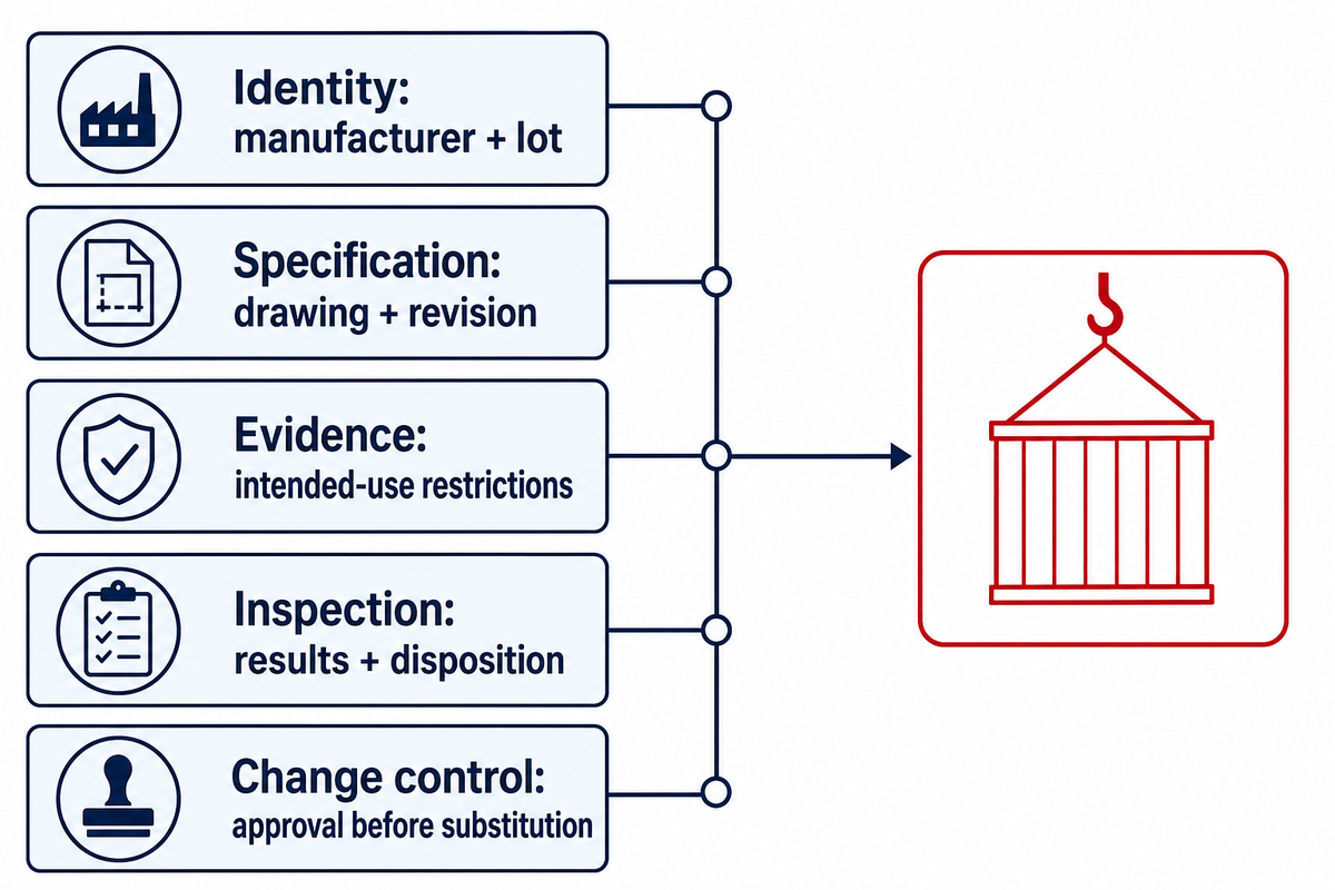 Link identity, specification, food-contact evidence, inspection and change control to one received lot.