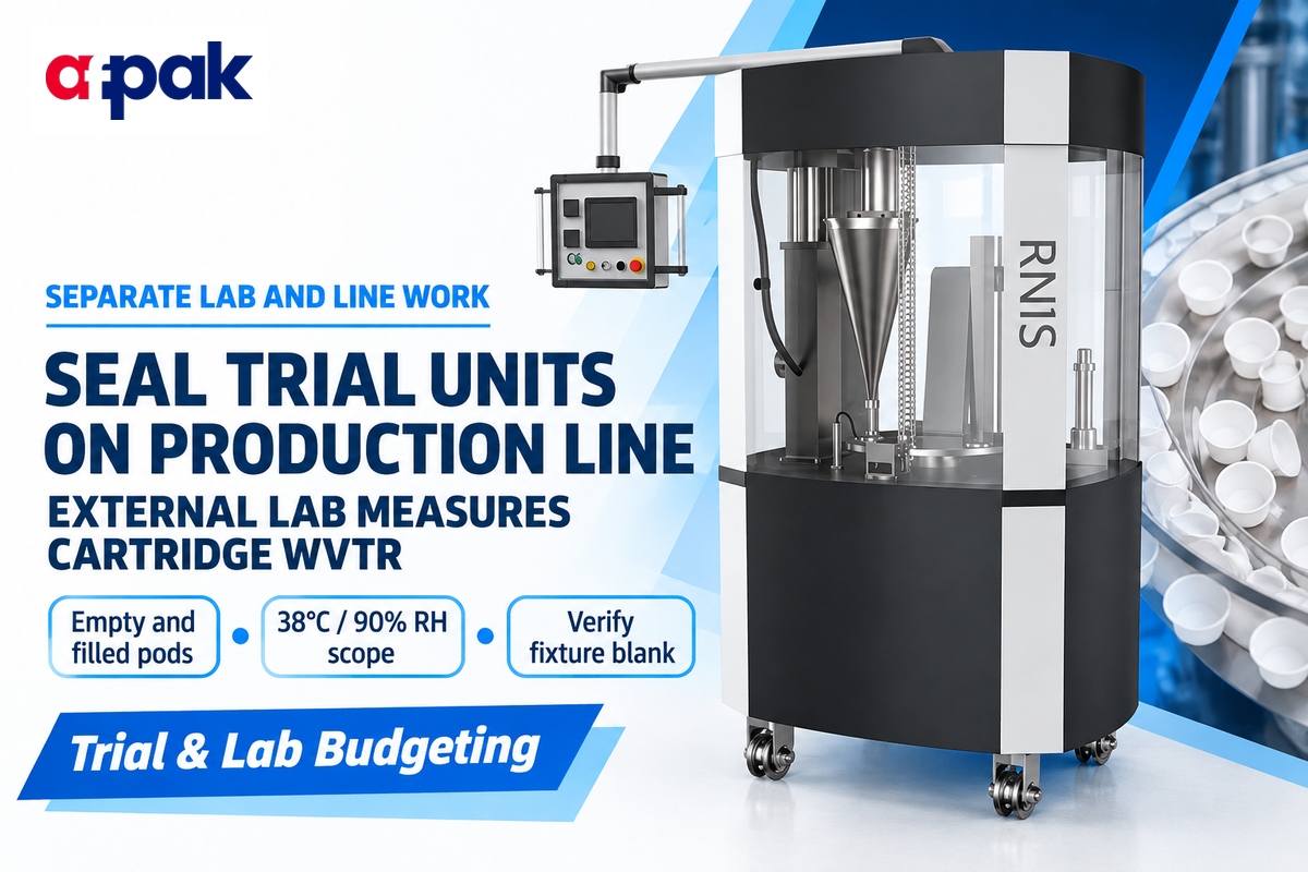 Coordinate an AFPAK rotary sealing trial to produce empty and filled capsules while budgeting accredited external laboratory WVTR testing separately.