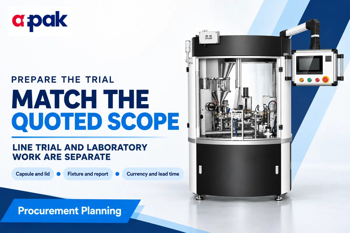 Prepare an AFPAK filling trial from the nominated capsule and test protocol; quote external laboratory work as its own scope.